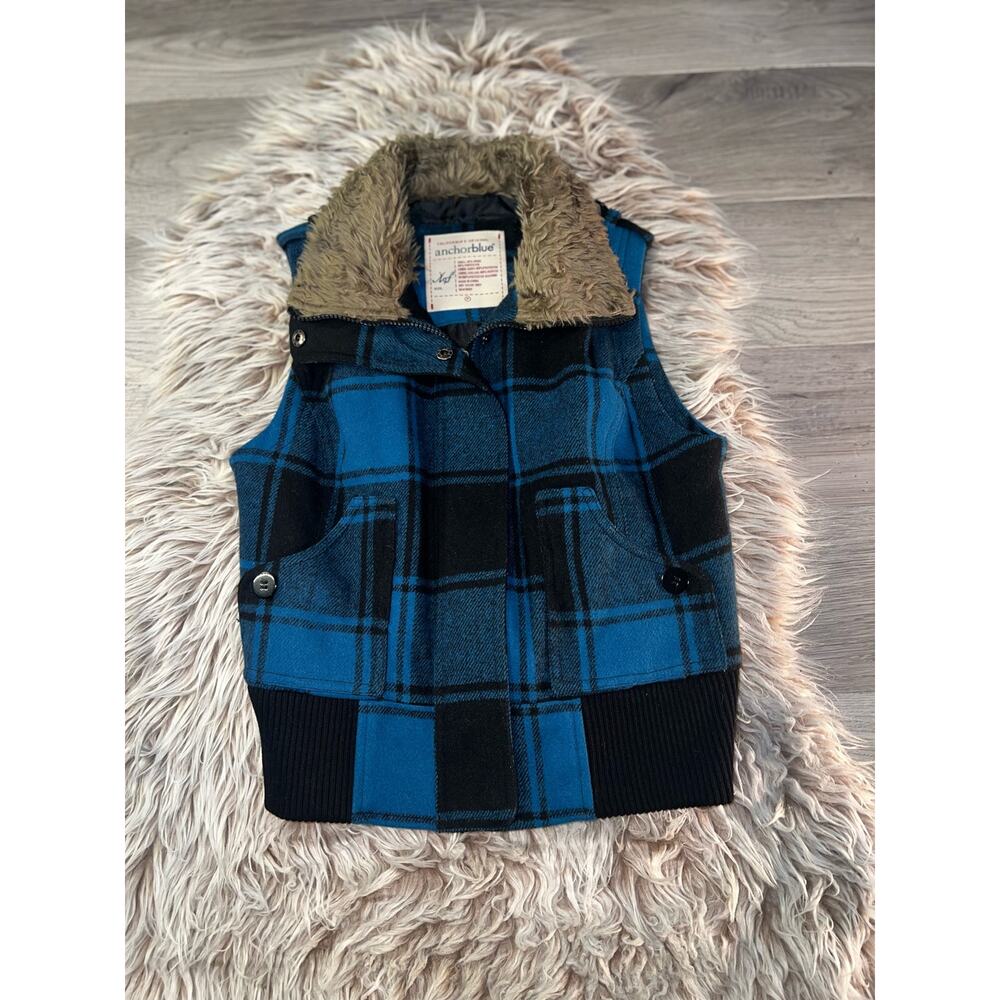 Anchor blue Women's Plaid Vest Jacket
